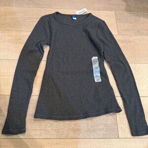 Old Navy Womens XS Ribbed Long Sleeve Top In Dark Gray Cotton Blend